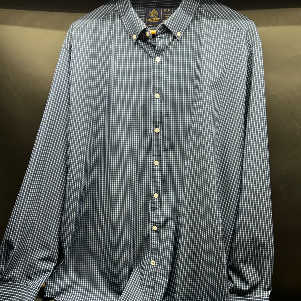 Rugby‎ University Checkered Button-Down Shirt, 2XLarge-Big